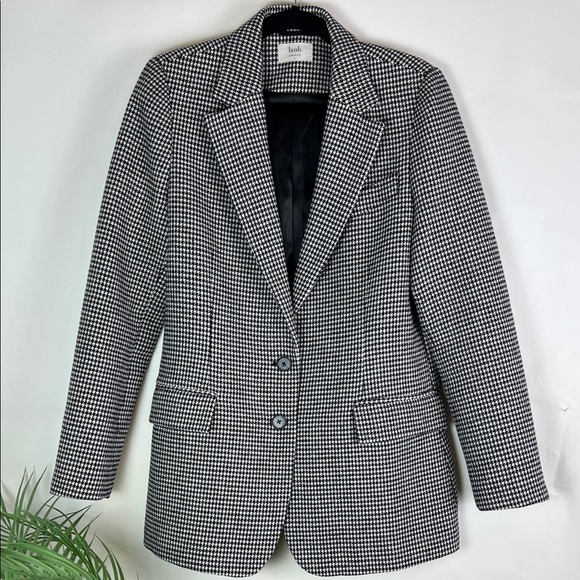 Hush Jackets & Blazers - Hush UK Houndstooth Blazer Two Button Black White UK 12 US 8 Wool Blend